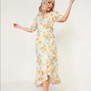 Floral Print Women's Wrap Midi Dress